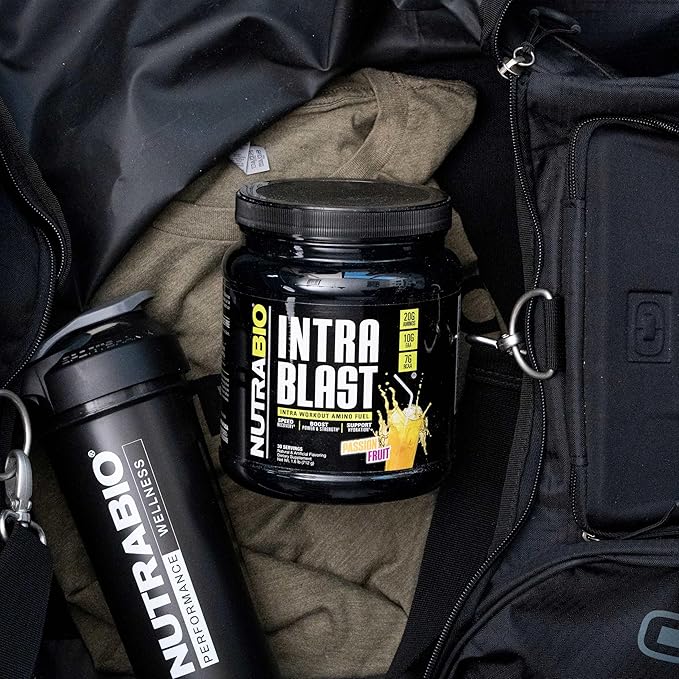 NutraBio Intra Blast BCAA EAA Electrolyte and Hydration Powder - Amino Acid Supplement, EAA/BCAA Powder - Non-GMO and Gluten Free - Passion Fruit - 30 Servings