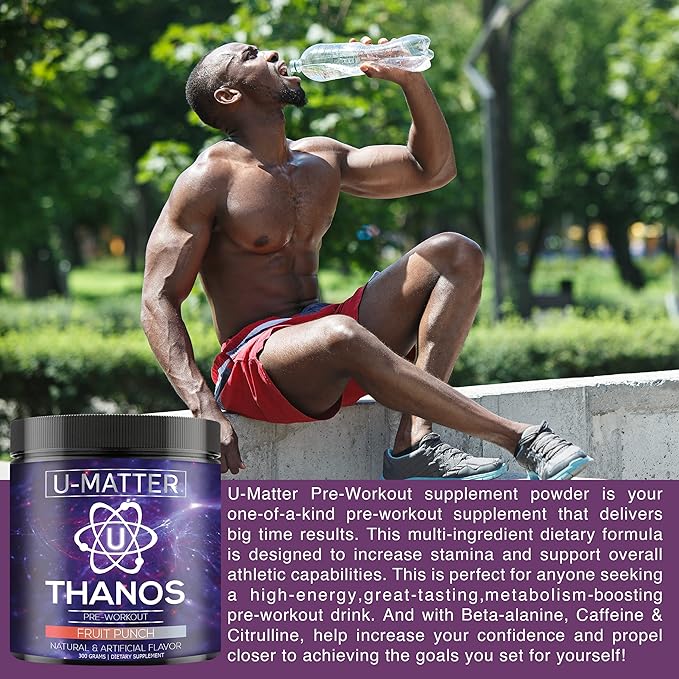 Thanos Pre-Workout Powder | Includes L-Taurine, Betaine Anhydrous, L-Arginine, L-Citrulline Malate & L-Tyrosine | Fruit Punch Flavored PreWorkout | Energy Boost, Pump, & Focus - 30 Servings