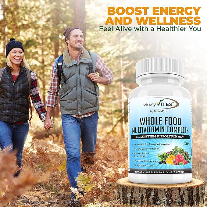 Mens Multivitamins - Daily Mens Vitamins with 44 Organic Whole Food - Multivitamin for Men with Iron & Fermented Nutrients - Vegan Daily Vitamin for Men with B-Complex, Probiotics, Omegas