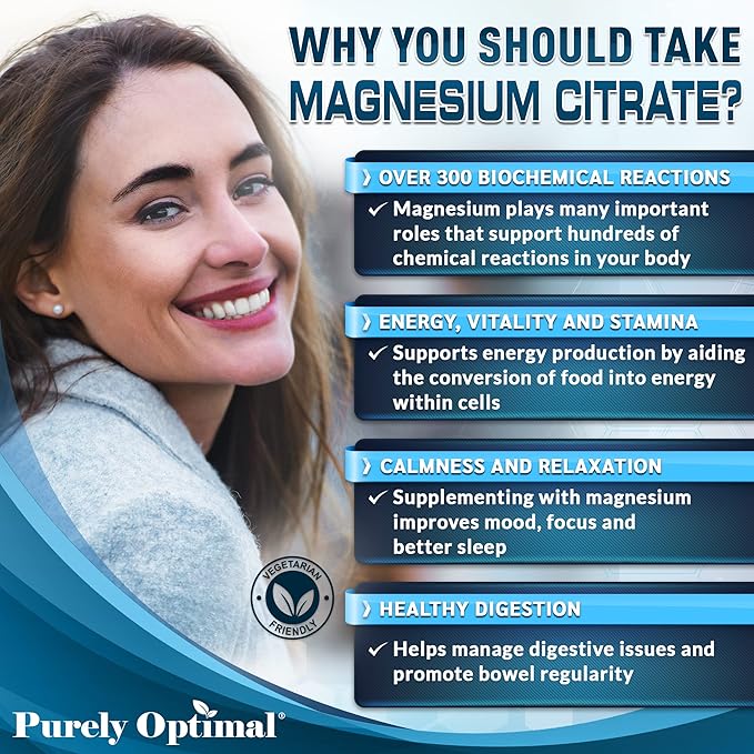 Purely Optimal Premium Magnesium Citrate Gummies for Adults & Kids - Supports Relaxation, Muscle & Nerve Function - Chewable, Non-GMO, Vegan, Gluten-Free - 90 Delicious Gummies