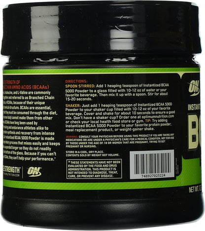 Optimum Nutrition Instantized BCAA 5000mg Powder, Unflavored, Keto Friendly, 60 Servings