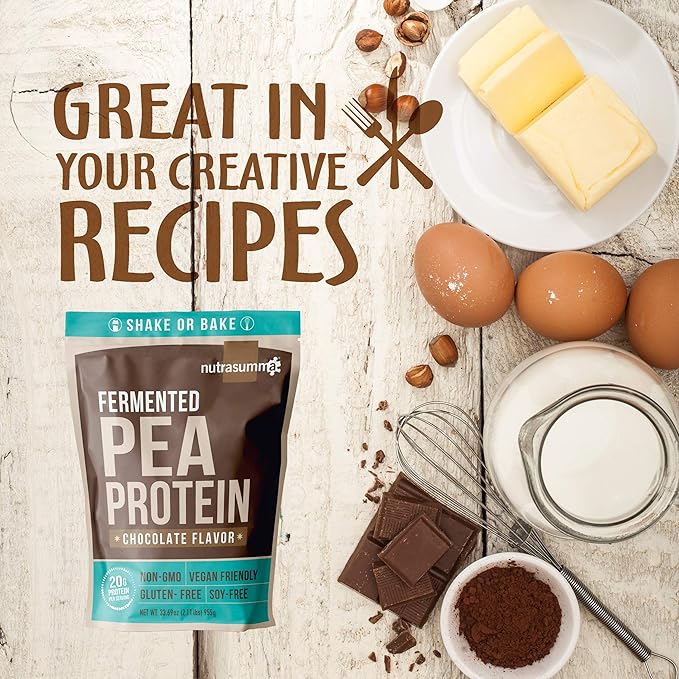 Pea Protein Powder, Chocolate Vegan Protein Powder, 100% Plant Based Protein Powder, No Artificial Sweeteners, Non GMO, Gluten Free & Soy Free, 2.11 LB Protein Powder