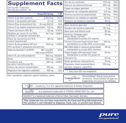 Pure Encapsulations UltraNutrient - Minerals & Multivitamins - Supports Liver & Heart Health* - Supplement for Antioxidants - with Vitamin C, CoQ10 & More - Gluten Free - 90 Capsules