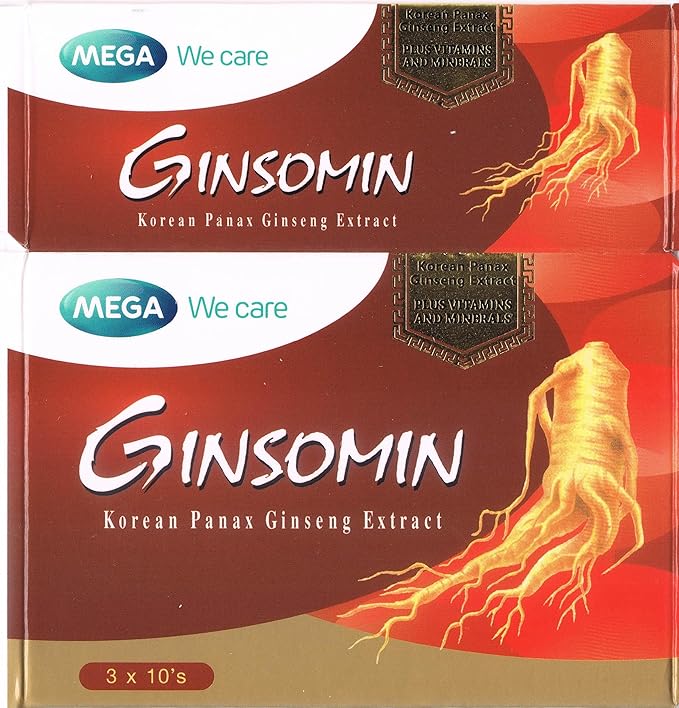 GINSOMIN Korean Panax Ginseng Extract Plus Multivitamin and Minerals, 3 x 10 Capsules (30 Capsules)
