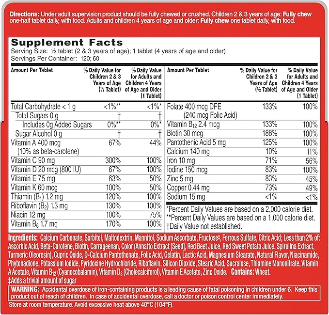 Flintstones Complet Size 60s Flintstones Complete Childrens Multivitamin Supplement Chewable Tabs 60ct