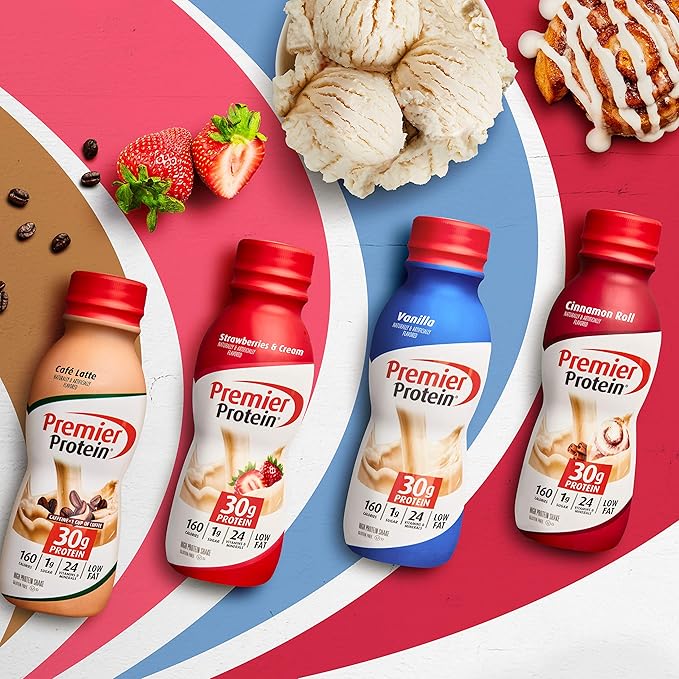 Premier Protein Shake, Bananas & Cream, 30g Protein, 1g Sugar, 24 Vitamins & Minerals, Nutrients to Support Immune Health, 12 Pack