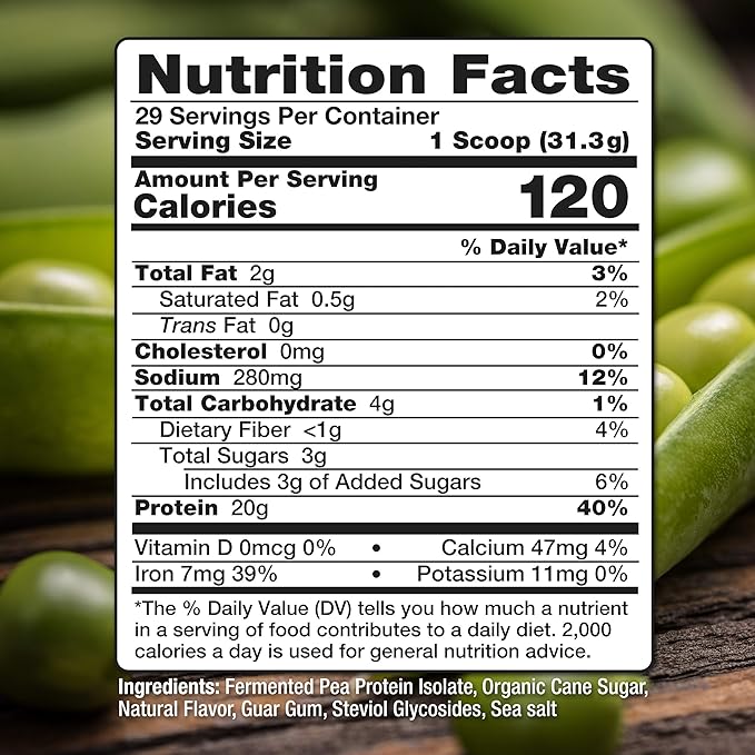 Pea Protein Powder, Vanilla Vegan Protein Powder, 100% Plant Based Protein Powder, No Artificial Sweeteners, Non-GMO, Gluten Free & Soy Free, 2 LB Protein Powder No Bloating