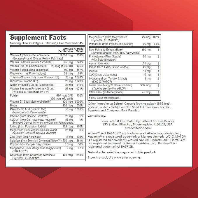 Protocol Ortho Multi Softgels for Men - Multivitamin for Prostate Health* - with Saw Palmetto, Zinc & CoQ10 - Men's Daily Multivitamin - Iron Free - 90 Softgels