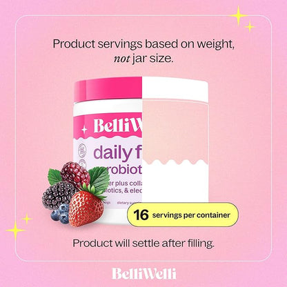 Daily Fiber Supplement Powder with Collagen, Probiotics & Electrolytes | Supports Digestive Health, Gut Balance & Debloating | Wild Berry | 16 Servings