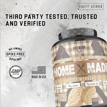 Axe & Sledge Supplements Home Made Whole-Foods-Based Meal Replacement Powder with Digestive Enzymes, Protein, Carbohydrates, and Fats, 25 Servings, Blueberry Muffin