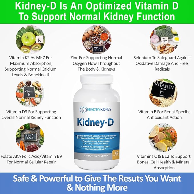 Kidney Restore & Kidney-D 2-Pack Capsules for Kidney Support with Optimized Vitamin D Antioxidants, Kidney Probiotics, Sodium Bicarbonate for Kidney Cleansing