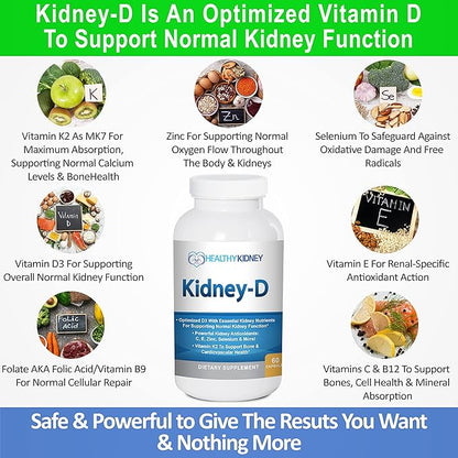 Kidney Restore & Kidney-D 2-Pack Capsules for Kidney Support with Optimized Vitamin D Antioxidants, Kidney Probiotics, Sodium Bicarbonate for Kidney Cleansing