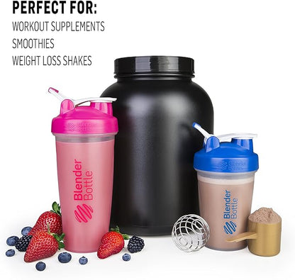 BlenderBottle Classic Shaker Bottle Perfect for Protein Shakes and Pre Workout, 28-Ounce (2 Pack), All Black