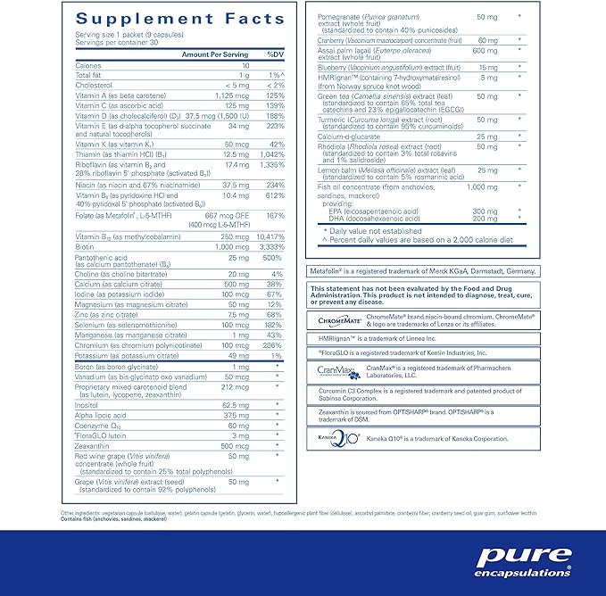Pure Encapsulations Women's Pure Pack - for Women Over 40 - Bone, Heart, Eye & Breast Health* - with Calcium, DHA, EPA & CoQ10 - Once-Daily - 30 Packets