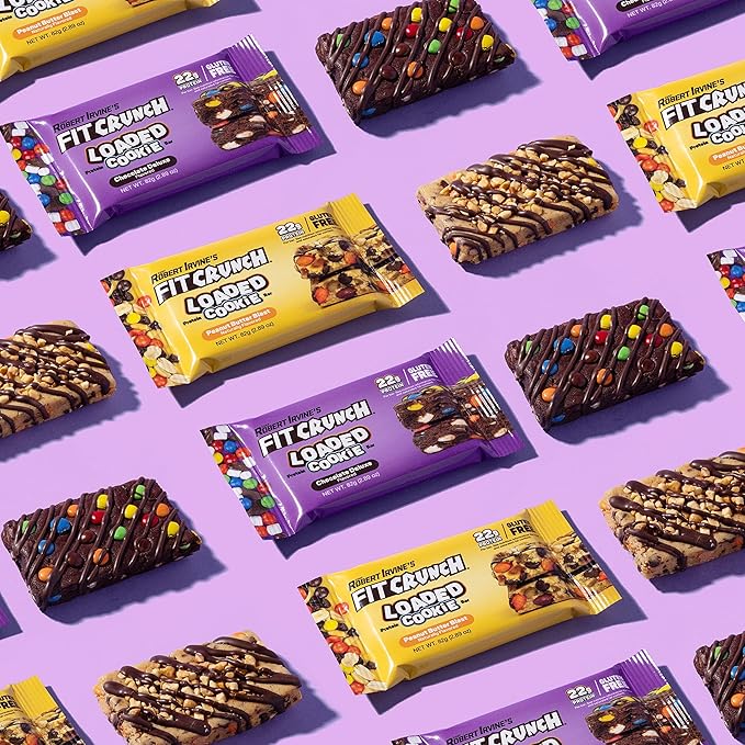 FITCRUNCH Loaded Cookie Protein Bar, High Protein, Gluten Free, Protein Snack (12 Cookie Bars, Chocolate Deluxe)