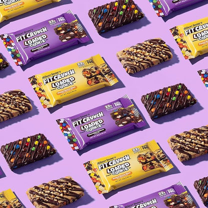 FITCRUNCH Loaded Cookie Protein Bar, High Protein, Gluten Free, Protein Snack (12 Cookie Bars, Chocolate Deluxe)