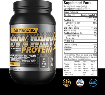 GL 100% Whey Protein, Cold Filtered Whey Protein - Rapid Amino Acid Delivery - Natural Coco for a Rich Chocolate Flavor - Tub Weighs 5 Pounds, Contains 68 Servings