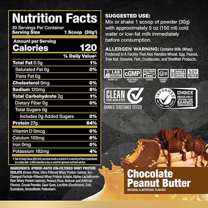 ALLMAX ISOFLEX Whey Protein Isolate, Chocolate Peanut Butter - 2 lb - 27 Grams of Protein Per Scoop - Zero Fat & Sugar - 99% Lactose Free - Gluten Free & Soy Free - Approx. 30 Servings
