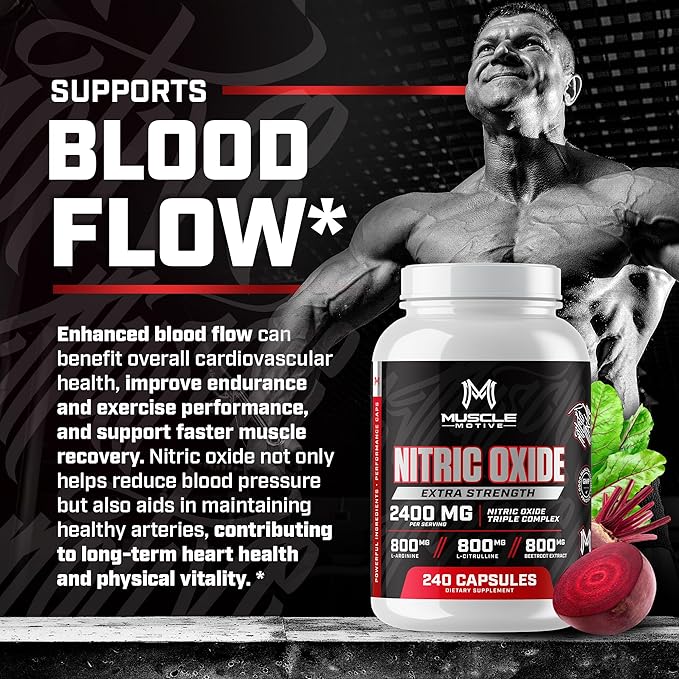 Nitric Oxide Supplement 2400mg with L-Arginine, L-Citrulline and Beet Root Extract, 240 Capsules