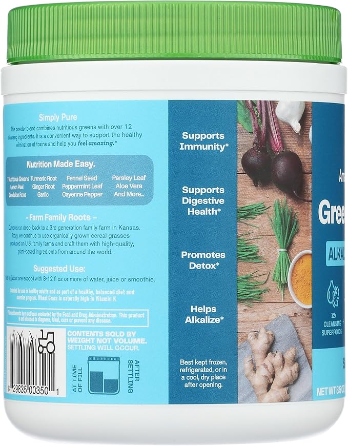 Amazing Grass Greens Superfood Alkalize & Detox: Greens Powder with Beet Root Powder, Digestive Enzymes, Prebiotics & Probiotics, 30 Servings (Packaging May Vary)
