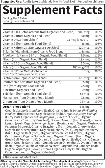 Garden of Life Organics Multivitamin for Women - Women's Once Daily Multi - Whole Food Multi with Iron, Biotin, Vegan Organic Womens Multivitamin for Health, Energy Hair Skin and Nails, 60 Tablets