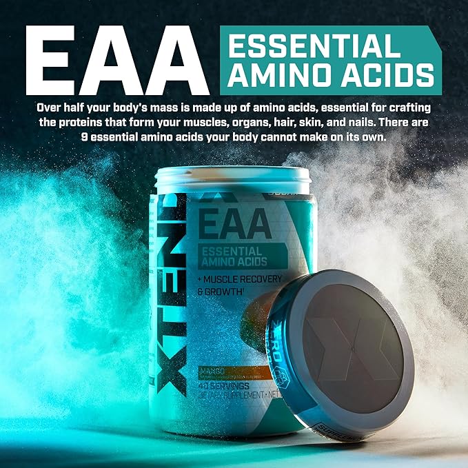 Scivation XTEND EAA + BCAA Powder | Muscle Recovery & Lean Muscle Growth | 9 Essential Amino Acids for Intra Workout or Post Workout Recovery | 10g EAAs Per 2 Servings | Lemon Lime 40 Servings