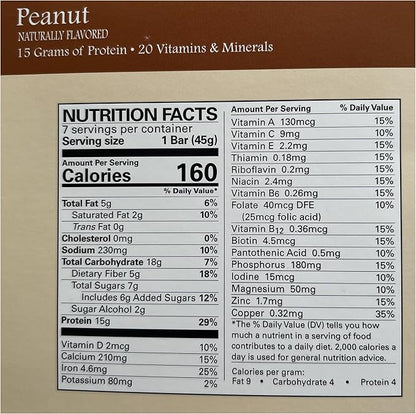 Peanut Bar - New Journey Weight Loss & Wellness - High Protein Meal Replacement Nutrition Bar (7 bars/box)