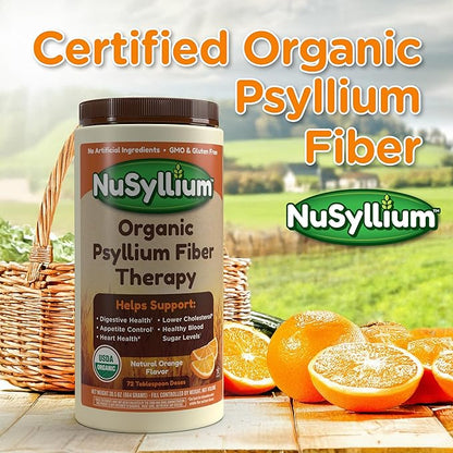 Psyllium Husk Powder, USDA Organic, 30.5 Oz, Dietary Fiber Supplement with Brown Sugar, Helps Digestive Health* Natural Orange, 72 Servings