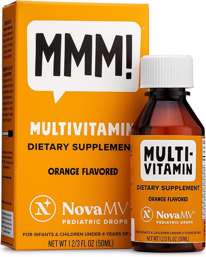 NovaFerrum MMM | Multivitamin for Kids, Infants and Toddlers | Vitamin C, D3, E | Gluten Free Certified | Sugar Free | No Artificial Colors | Ages 4 & Under | Orange Flavored | 2 Fl Oz (50 mL)