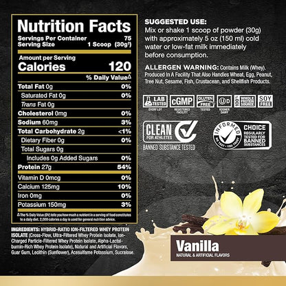 ALLMAX Nutrition - ISOFLEX Whey Protein Powder, Whey Protein Isolate, 27g Protein, Vanilla, 5 Pound