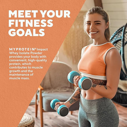 Myprotein® Impact Whey Isolate Protein Powder, Gluten Free Protein Powder, Muscle Mass Protein Powder, Dietary Supplement for Weight Loss, GMO & Soy Free, Whey Protein Powder , Unflavored, 2.2 Lbs