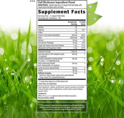 Irwin Naturals Longer, Stronger Hair and Nails - 120 Liquid Softgels - Promotes Vibrant Shine Texture & Strength - 60 Total Servings