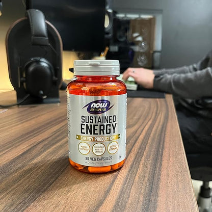 NOW Foods Sports, Sustained Energy Energy Production* Mental Alertness* Sustained Release Caffeine with B Vitamins 90 Veg Capsules