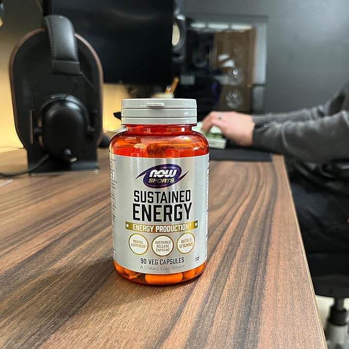 NOW Foods Sports, Sustained Energy Energy Production* Mental Alertness* Sustained Release Caffeine with B Vitamins 90 Veg Capsules