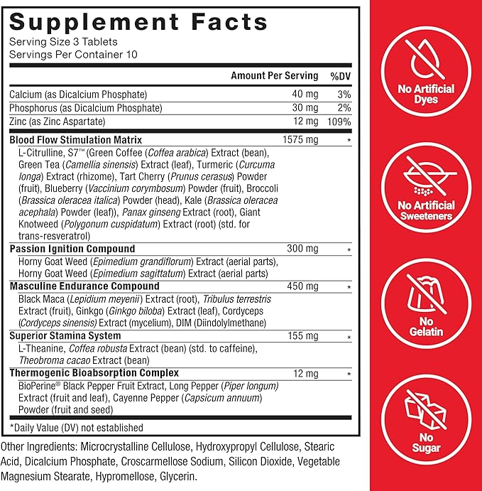 FORCE FACTOR Score! XXL, 3-Pack, Nitric Oxide Booster Supplement for Men with L-Citrulline, Black Maca, & Tribulus to Improve Athletic Performance, Increase Stamina, & Support Blood Flow, 90 Tablets