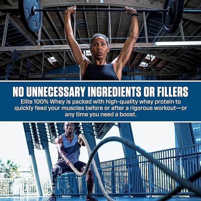 Dymatize Elite 100% Whey Protein Powder, 25g Protein, 5.5g BCAAs & 2.7g L-Leucine, Quick Absorbing & Fast Digesting for Optimal Muscle Recovery, Rich Chocolate, 2 Pound, 25 Servings