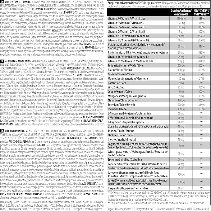 BIOTECH USA -MULTIVITAMIN & ANTIOXIDANT Complex for Men. 60 Tablets