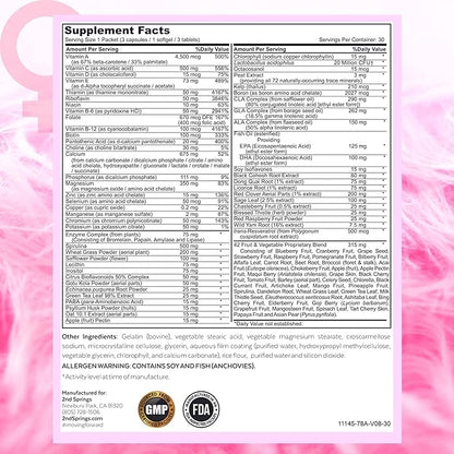 Daily 7 Essentials Women's Vitamin Pack -7 Pack Complete Women's Multivitamin Packet with Energy, Metabolism, Immune System, Women's Health Support with Probiotics, More