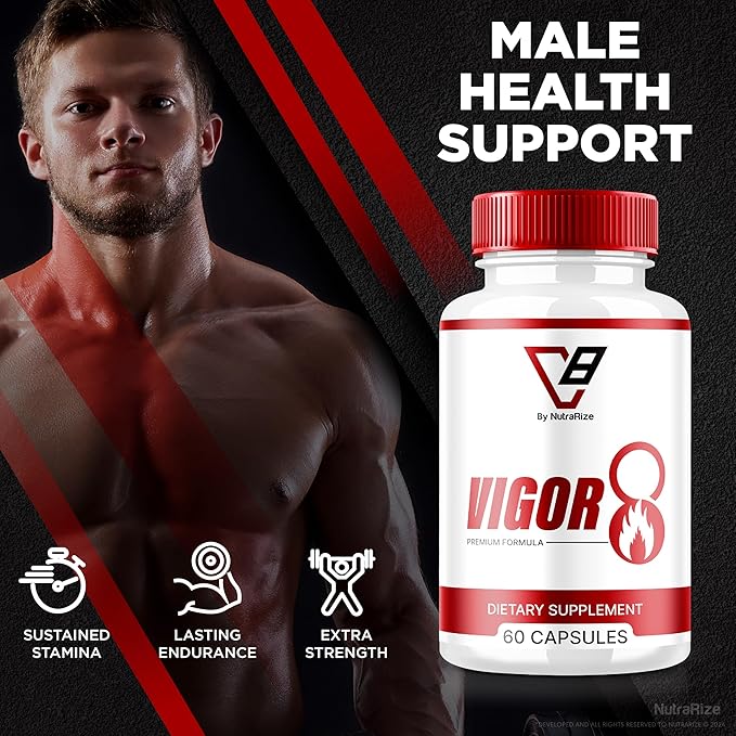 Vigor 8 for Men, Vigor 8 Pills Male Enhancing Formula, Vigor Eight Supplement Capsules Test Boost, Vigor8 Stamina Booster Reviews Horny Goat Weed Tongkat Ali (60 Capsules)