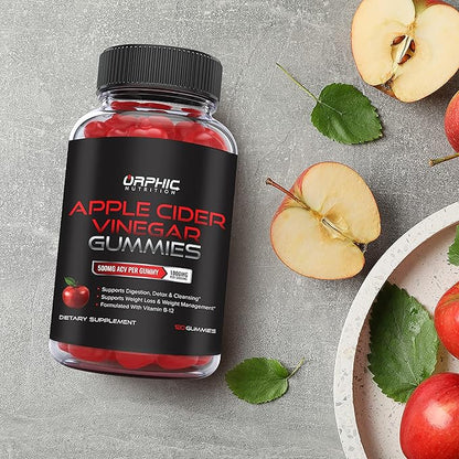 Apple Cider Vinegar Gummies - 1000mg - Formulated to Support Normal Energy Levels & Gut Health - Supports Digestion, Detox & Cleansing - ACV Gummies W/VIT B12, Beetroot (120 Gummies)