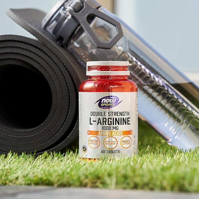 NOW Foods Sports Nutrition, L-Arginine Double Strength 1000mg, Nitric Oxide Precursor, Amino Acids, 60 Tablets