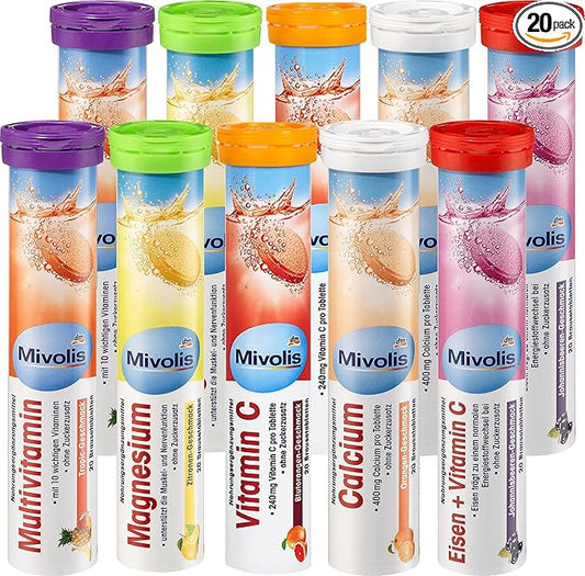 Mivolis Vitamins + Traces Elements Mix Set - Dietary Supplements 10 Tubes x 20 pcs | Germany