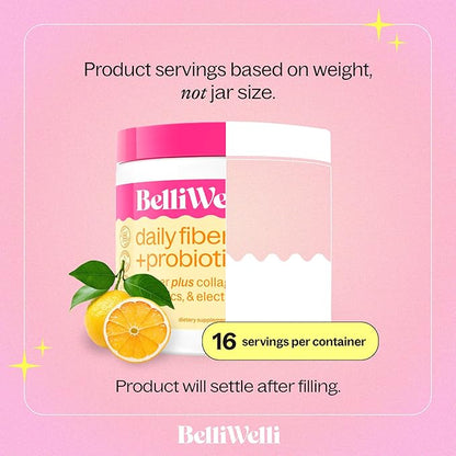 Daily Fiber Supplement Powder with Collagen, Probiotics & Electrolytes | Supports Digestive Health, Gut Balance & Debloating | Orange Yuzu Mandarin | 16 Servings