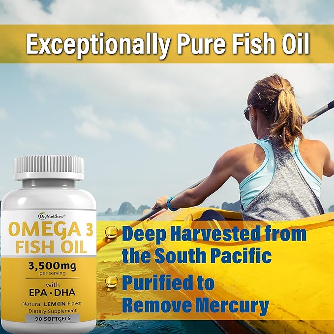 Omega 3 Fatty Acid Supplements. Burpless Fish Oil 3000mg High EPA DHA for Women & Men. Odorless, No Burp, Mercury Free Omega 3 Capsules.