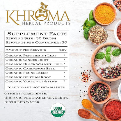 Khroma Organic Digestive Blend - 2 oz Liquid Dietary Supplement - 30 Servings in a Glass Bottle