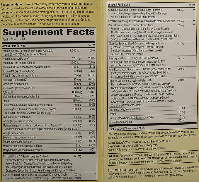 Nature's Way Alive Once Daily Women's Multi Ultra Potency, 60 Count