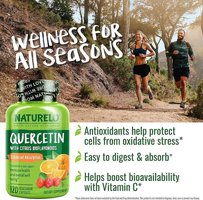 NATURELO Quercetin Citrus Bioflavonoid Supports Immune Health and Overall Well Being* 120 Quercetin 500mg Capsules
