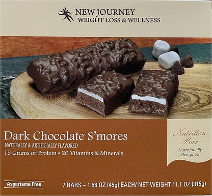 Dark Chocolate S'mores Bar - New Journey Weight Loss & Wellness - High Protein Meal Replacement Nutrition Bar (7 bars/box)