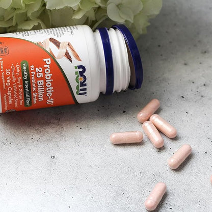 NOW Foods Supplements, Probiotic-10™, 25 Billion, with 10 Probiotic Strains, Dairy, Soy and Gluten Free, Strain Verified, 30 Veg Capsules