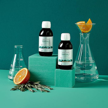 Vegan Omega 3 Supplements 150 ml (30-Day Supply) — Plant Source from Microalgae — EPA 300MG & DHA 500 MG + VIT D3 — Health Supplements for Heart, Eye & Brain Health (Unflavored)